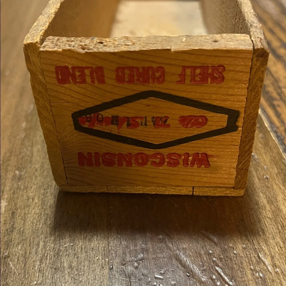Wooden Wisconsin cheese Storage Box with Red Accents